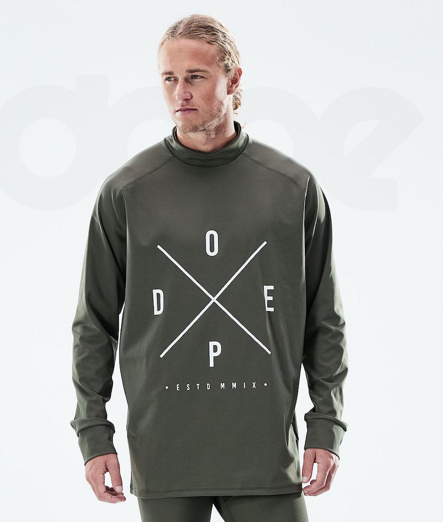 Olive Men\'s Dope Snuggle Base Layer Tops | NZ_D2322