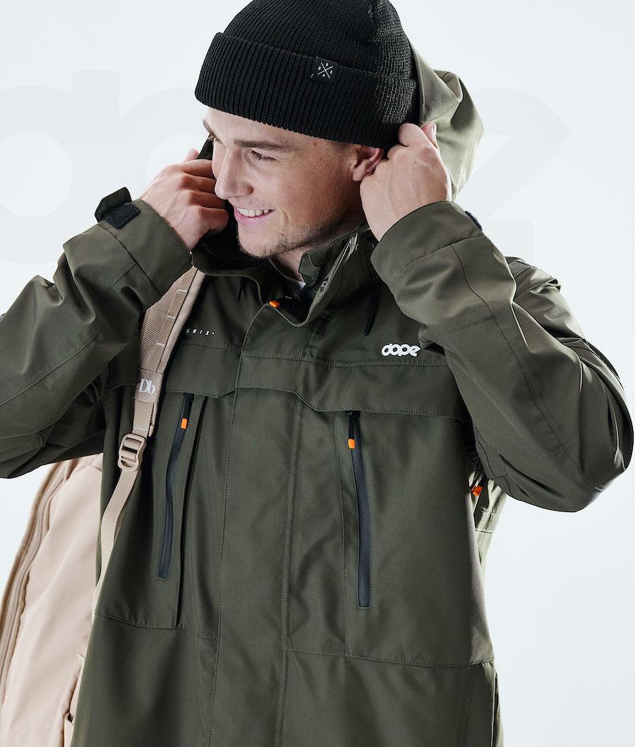 Olive Men's Dope Trekker Outdoor Jackets | NZ_D1291