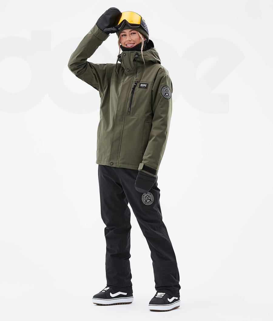 Olive Women's Dope Blizzard W Full Zip Snowboard Jackets | NZ_D1785
