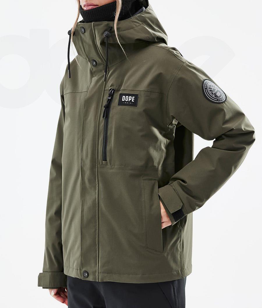 Olive Women's Dope Blizzard W Full Zip Snowboard Jackets | NZ_D1785