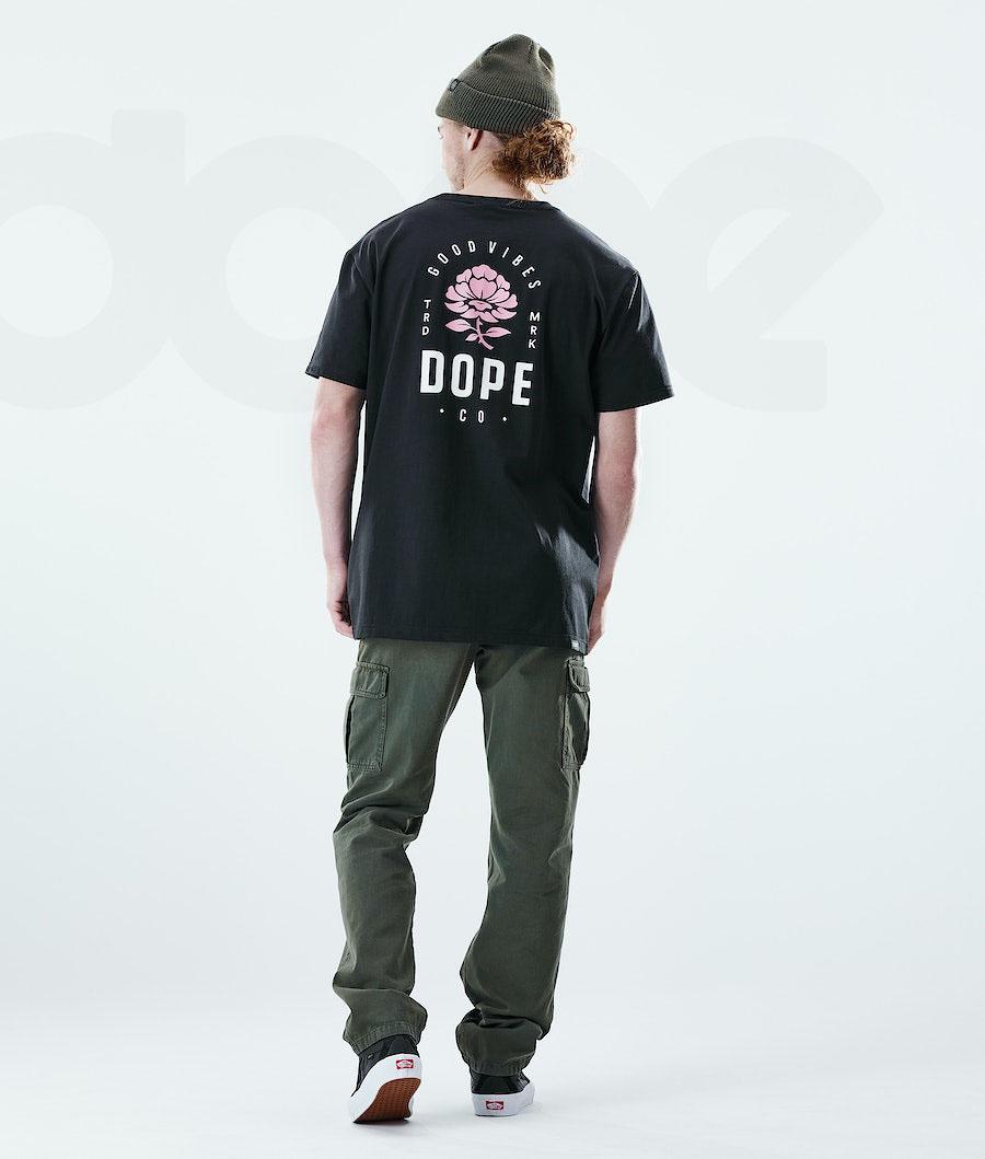 Rose Black Men's Dope Daily T-shirts | NZ_D2111