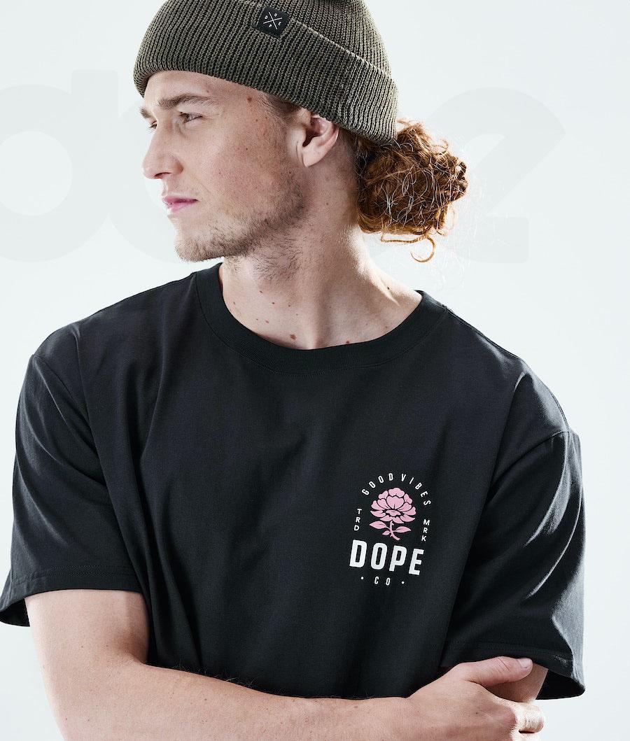 Rose Black Men's Dope Daily T-shirts | NZ_D2111