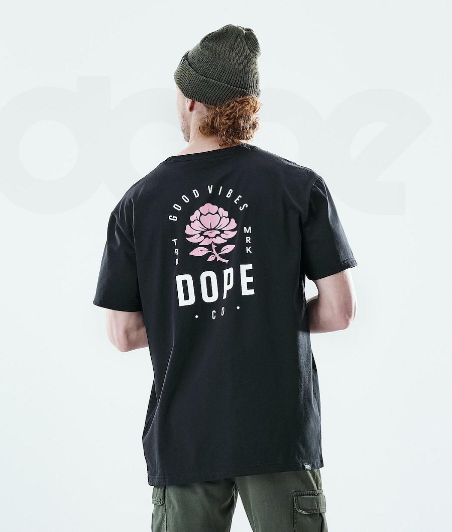 Rose Black Men\'s Dope Daily T-shirts | NZ_D2111