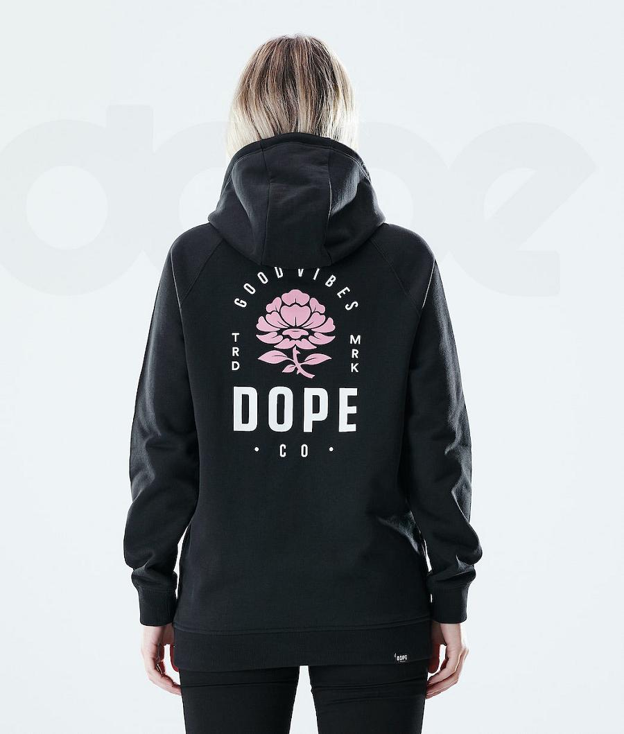 Rose Black Women's Dope Regular Hoodies | NZ_D1850