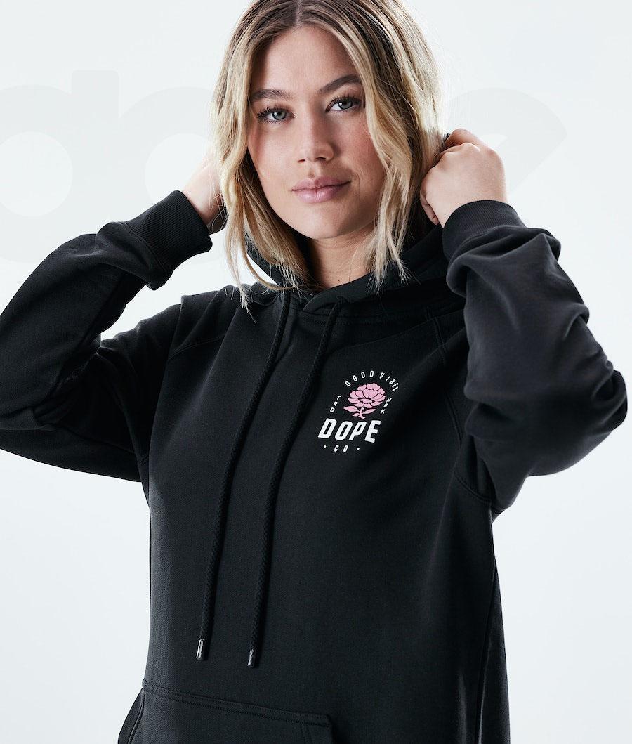 Rose Black Women's Dope Regular Hoodies | NZ_D1850