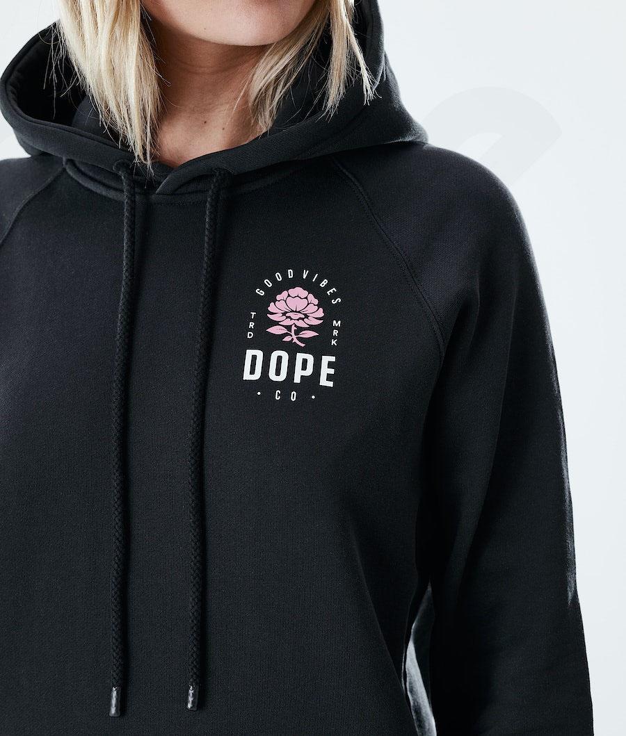 Rose Black Women's Dope Regular Hoodies | NZ_D1850