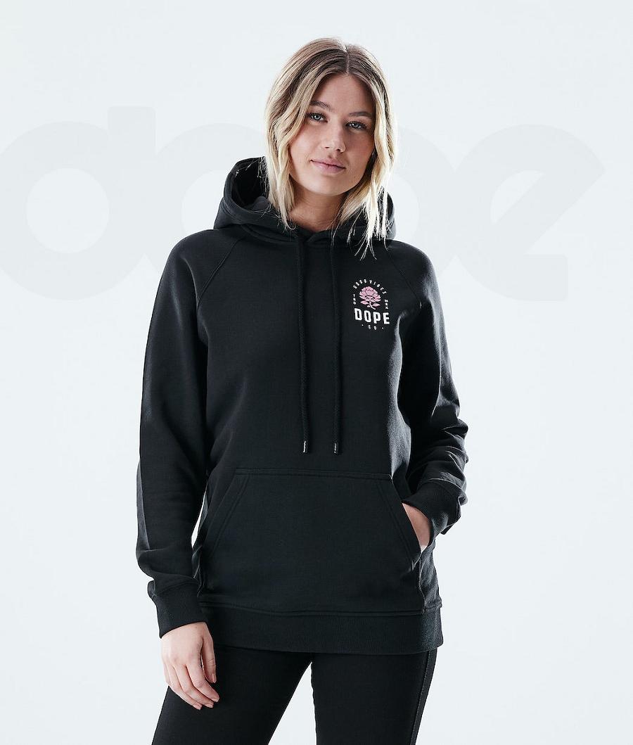 Rose Black Women\'s Dope Regular Hoodies | NZ_D1850