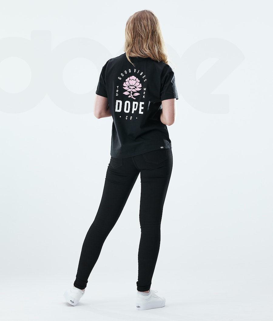 Rose Black Women's Dope Regular T-shirts | NZ_D2406