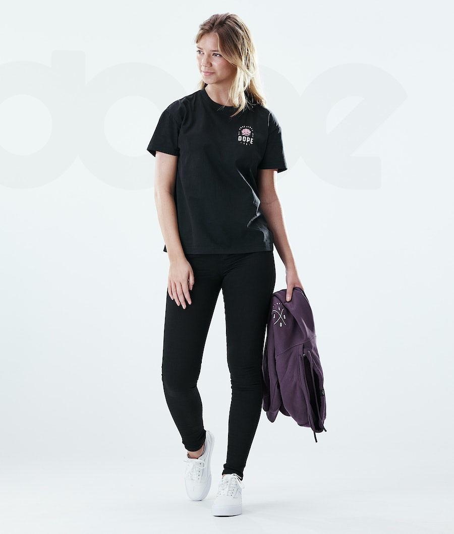 Rose Black Women's Dope Regular T-shirts | NZ_D2406
