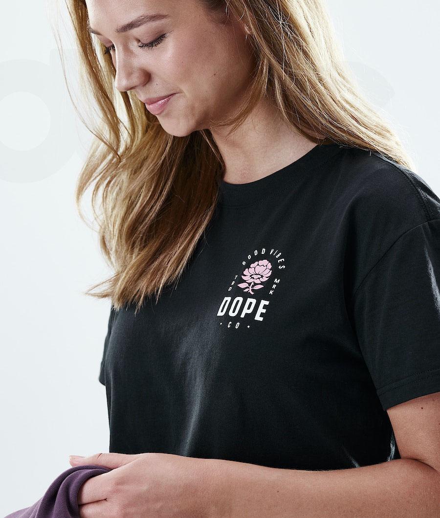 Rose Black Women's Dope Regular T-shirts | NZ_D2406