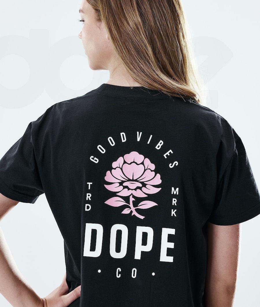 Rose Black Women's Dope Regular T-shirts | NZ_D2406
