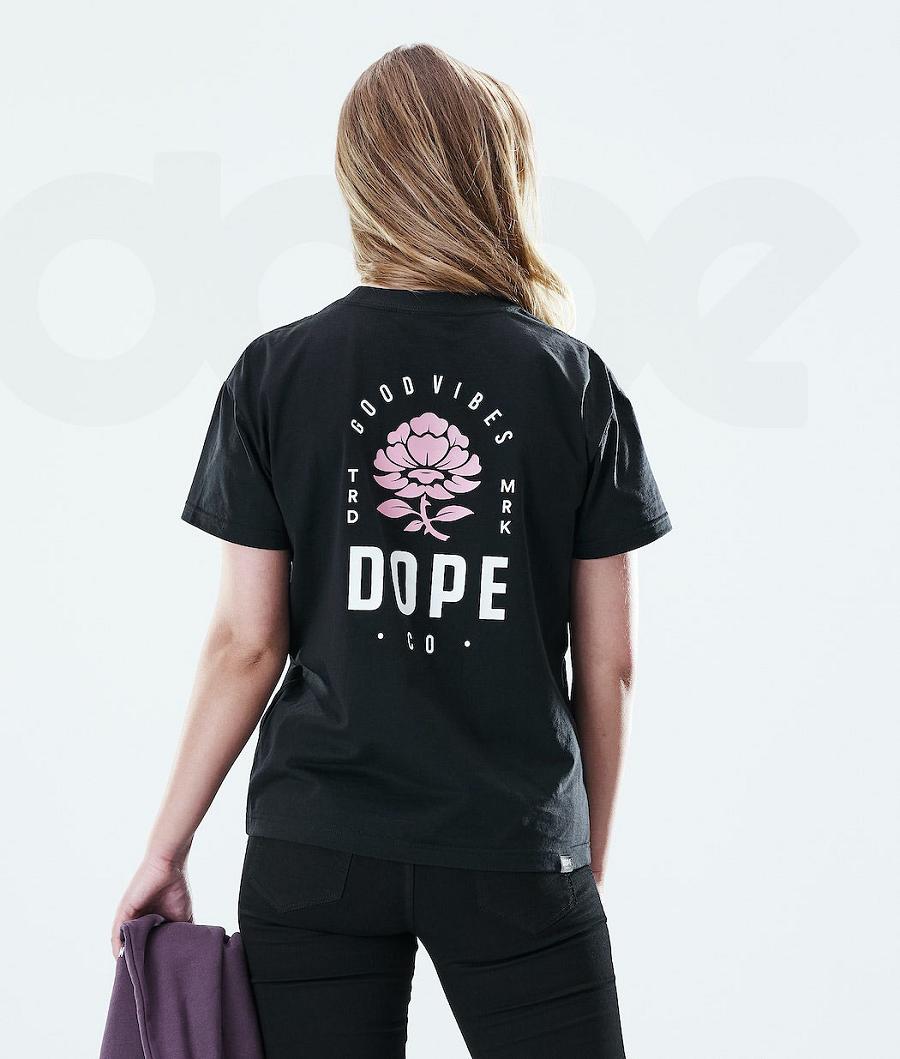 Rose Black Women\'s Dope Regular T-shirts | NZ_D2406