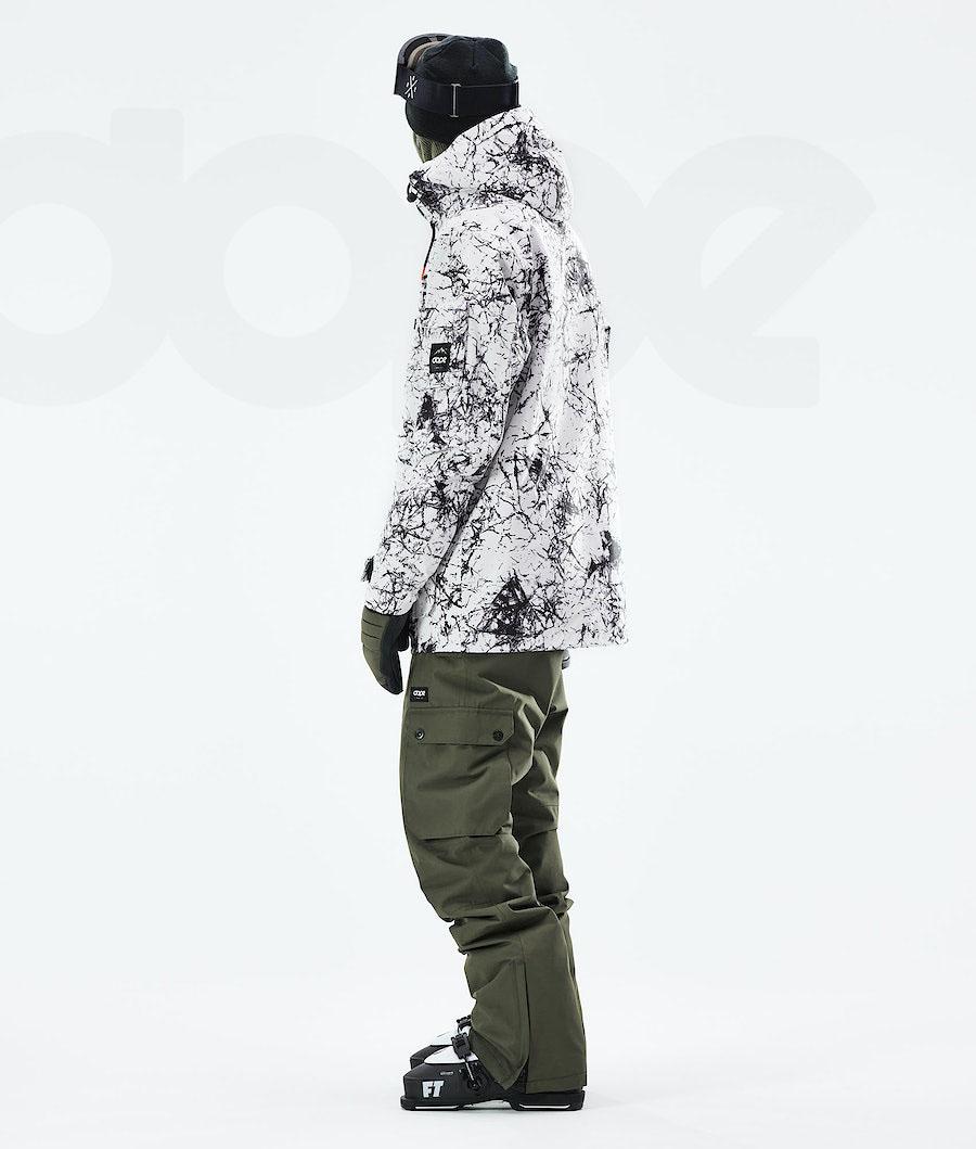White / Black Men's Dope Adept 2021 Ski Jackets | NZ_D2032