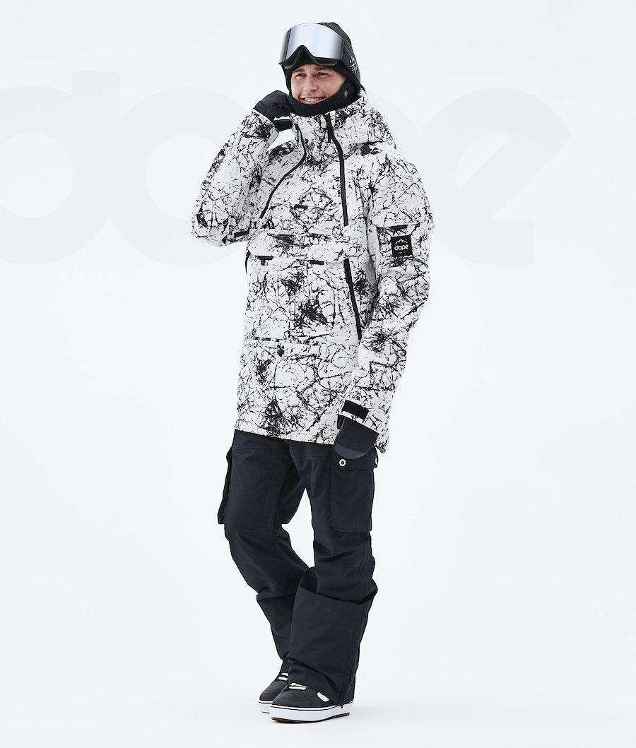 White / Black Men's Dope Akin 2021 Snowboard Jackets | NZ_D1006