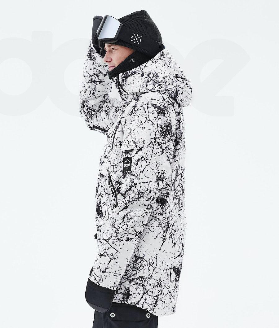 White / Black Men's Dope Akin 2021 Snowboard Jackets | NZ_D1006