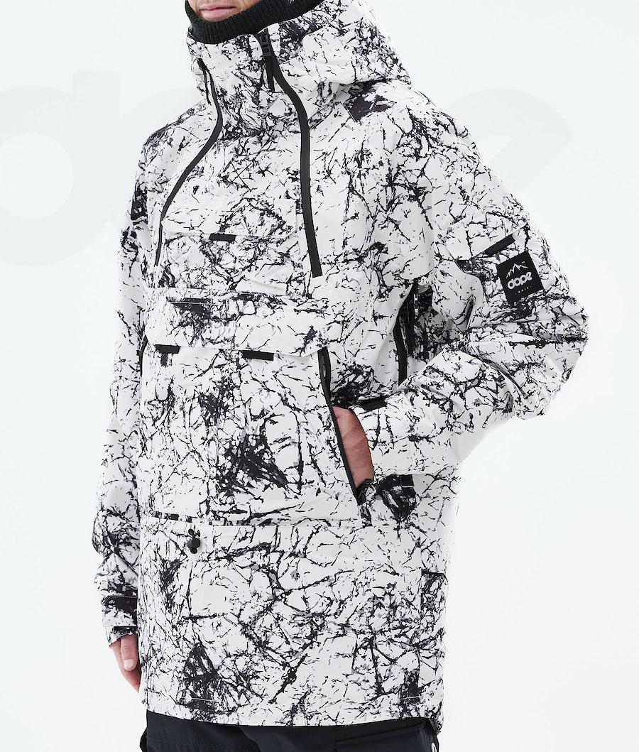 White / Black Men's Dope Akin 2021 Snowboard Jackets | NZ_D1006