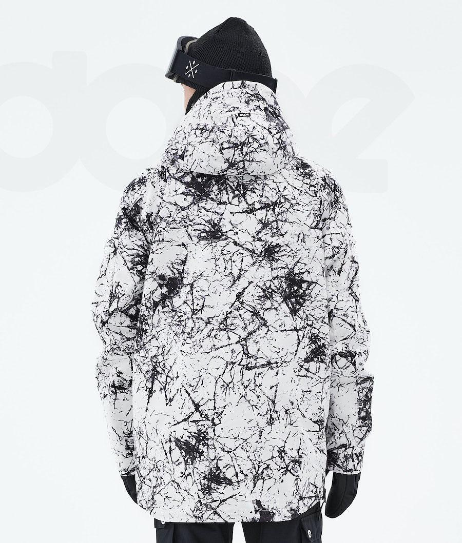 White / Black Men's Dope Akin 2021 Snowboard Jackets | NZ_D1006