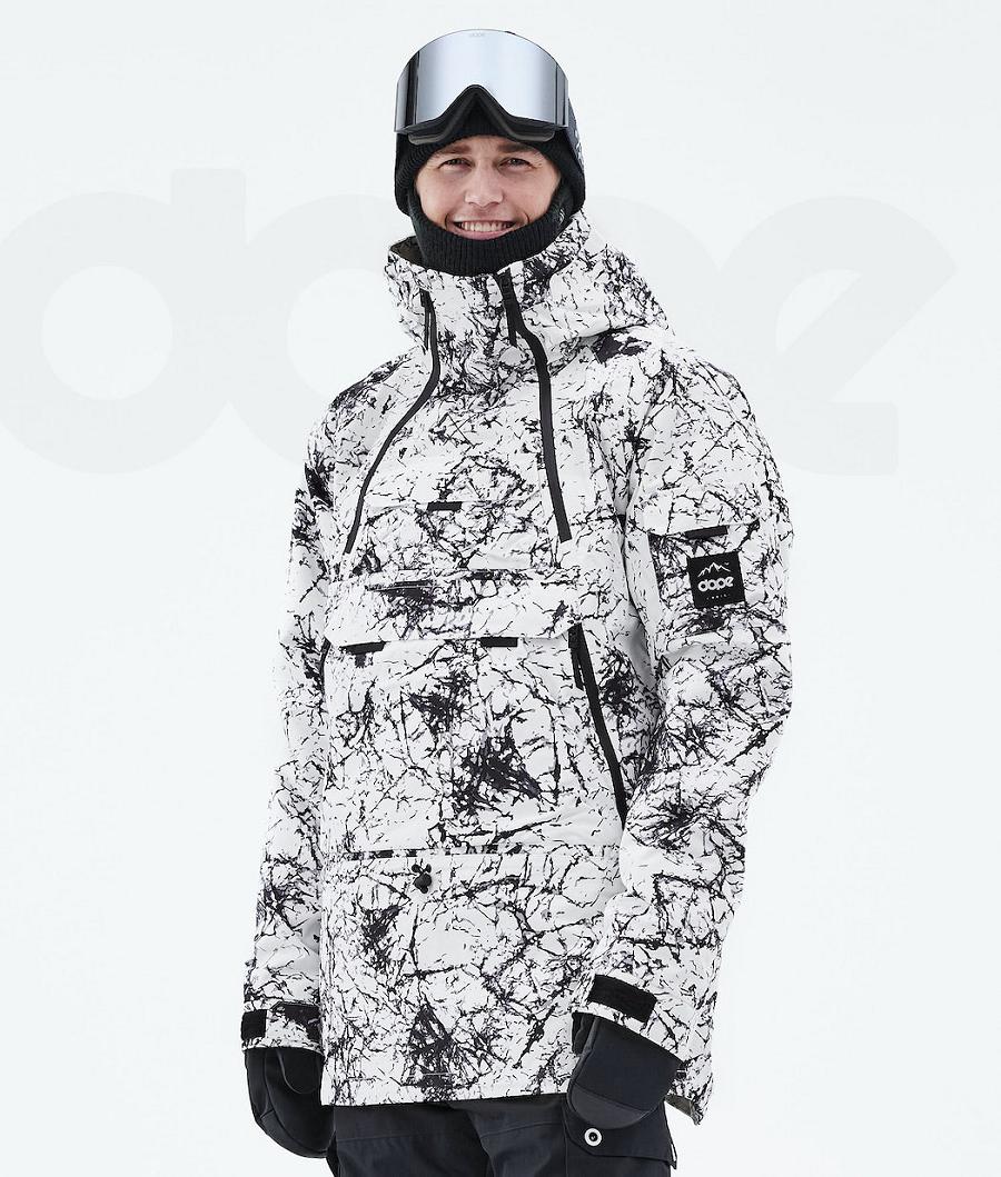 White / Black Men\'s Dope Akin 2021 Snowboard Jackets | NZ_D1006