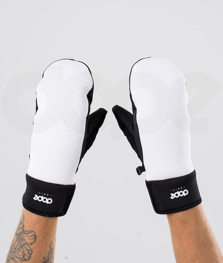 White / Black Men's Dope Signet Snowboard Gloves | NZ_D1163