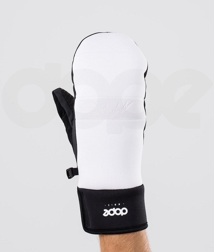 White / Black Men\'s Dope Signet Snowboard Gloves | NZ_D1163