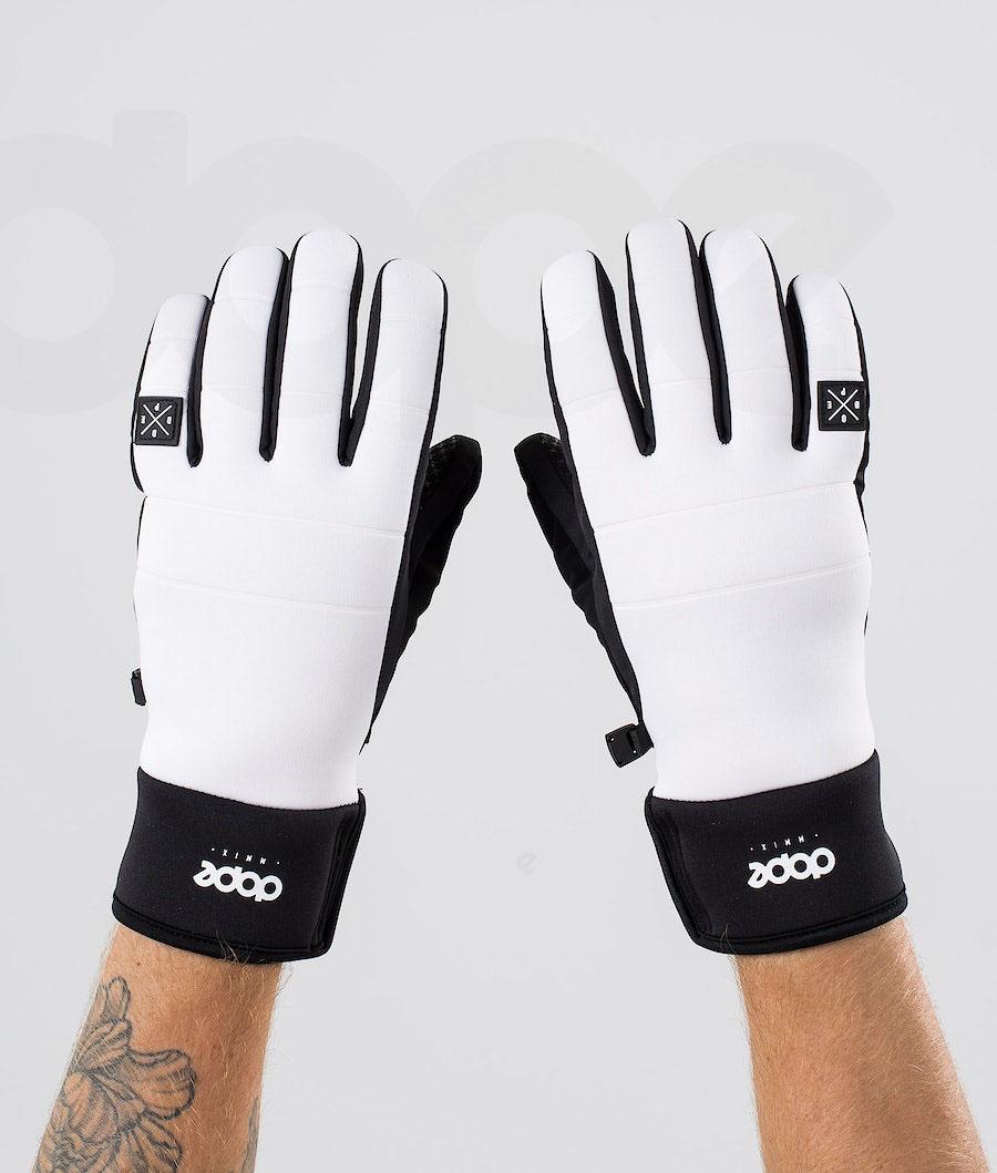 White / Black Men's Dope Signet Snowboard Gloves | NZ_D1359