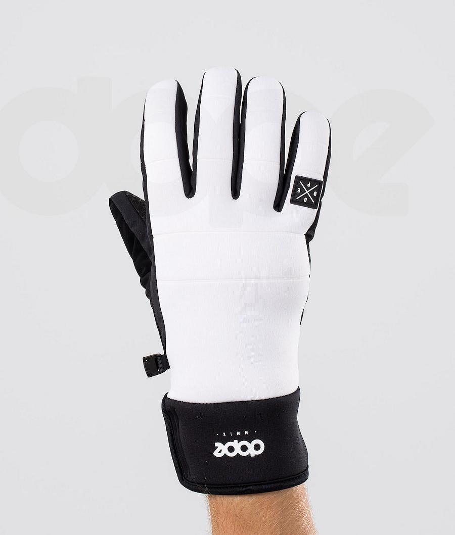 White / Black Men\'s Dope Signet Snowboard Gloves | NZ_D1359