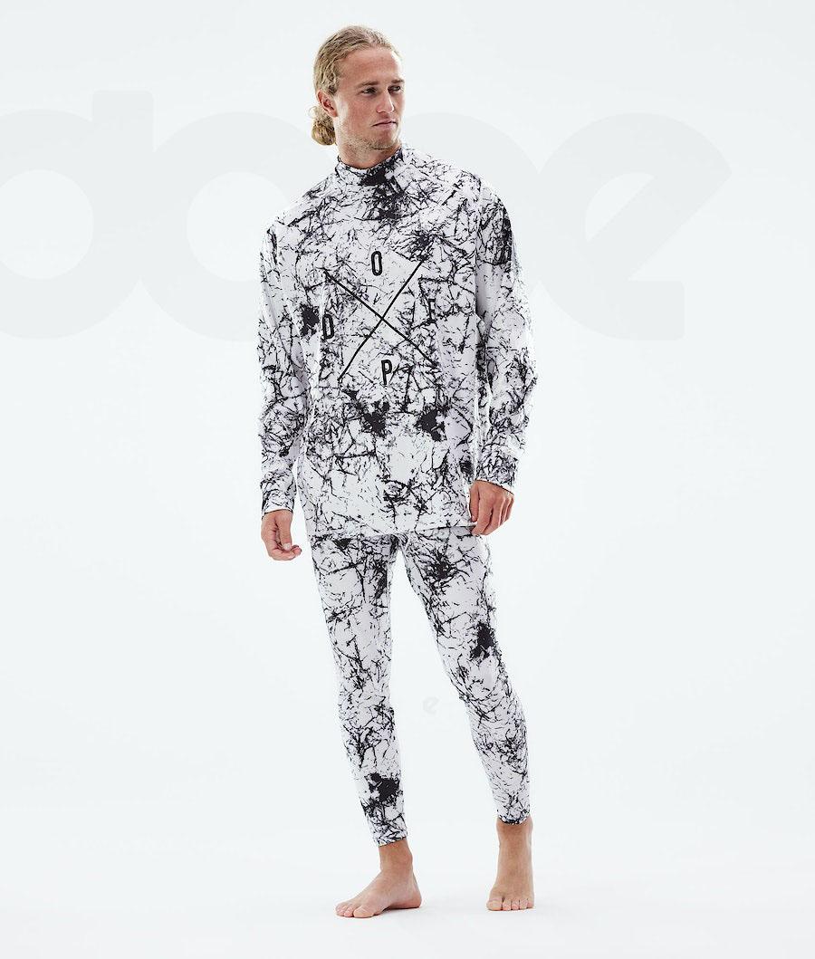 White / Black Men's Dope Snuggle Base Layer Pants | NZ_D1494