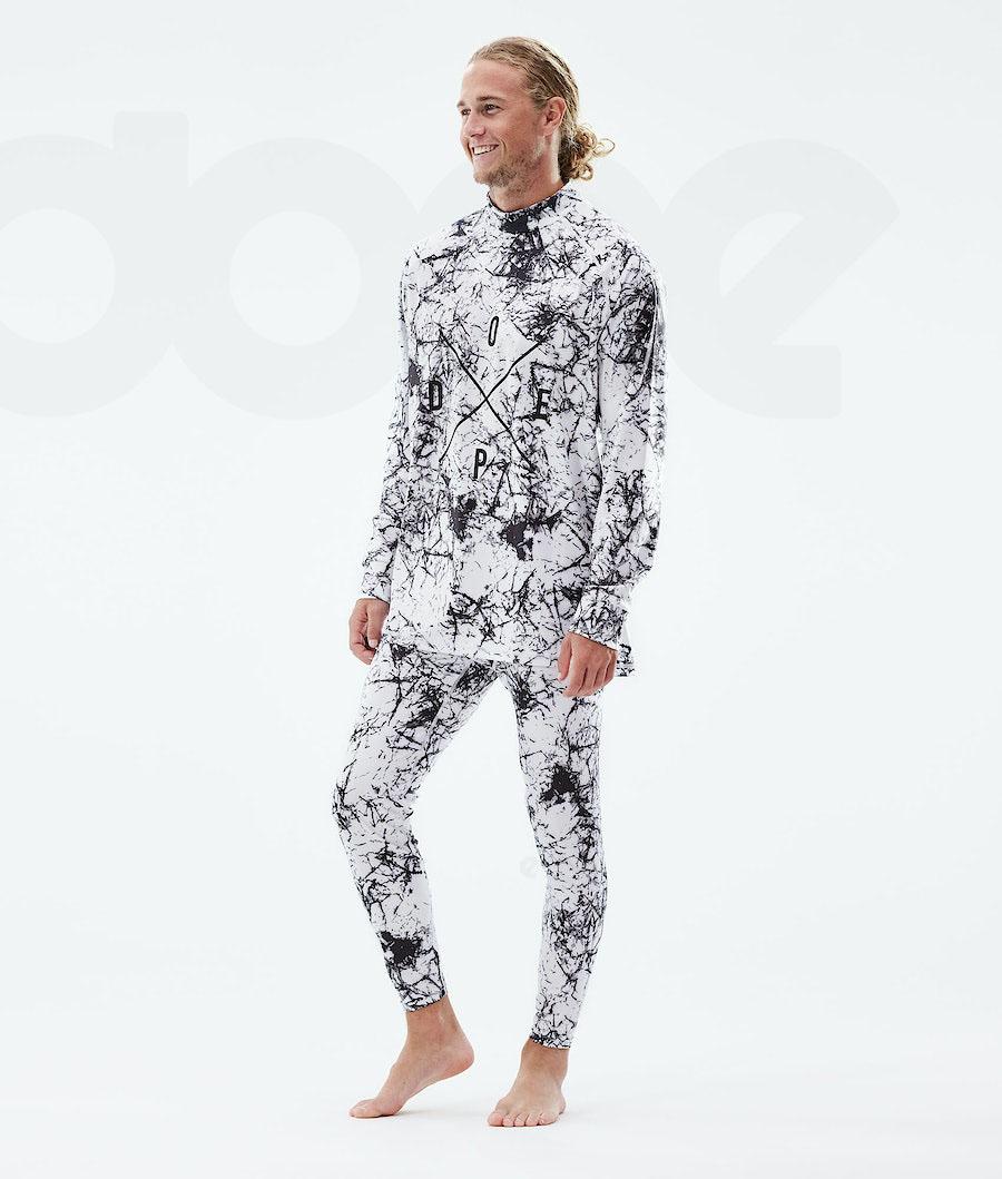 White / Black Men's Dope Snuggle Base Layer Tops | NZ_D2123