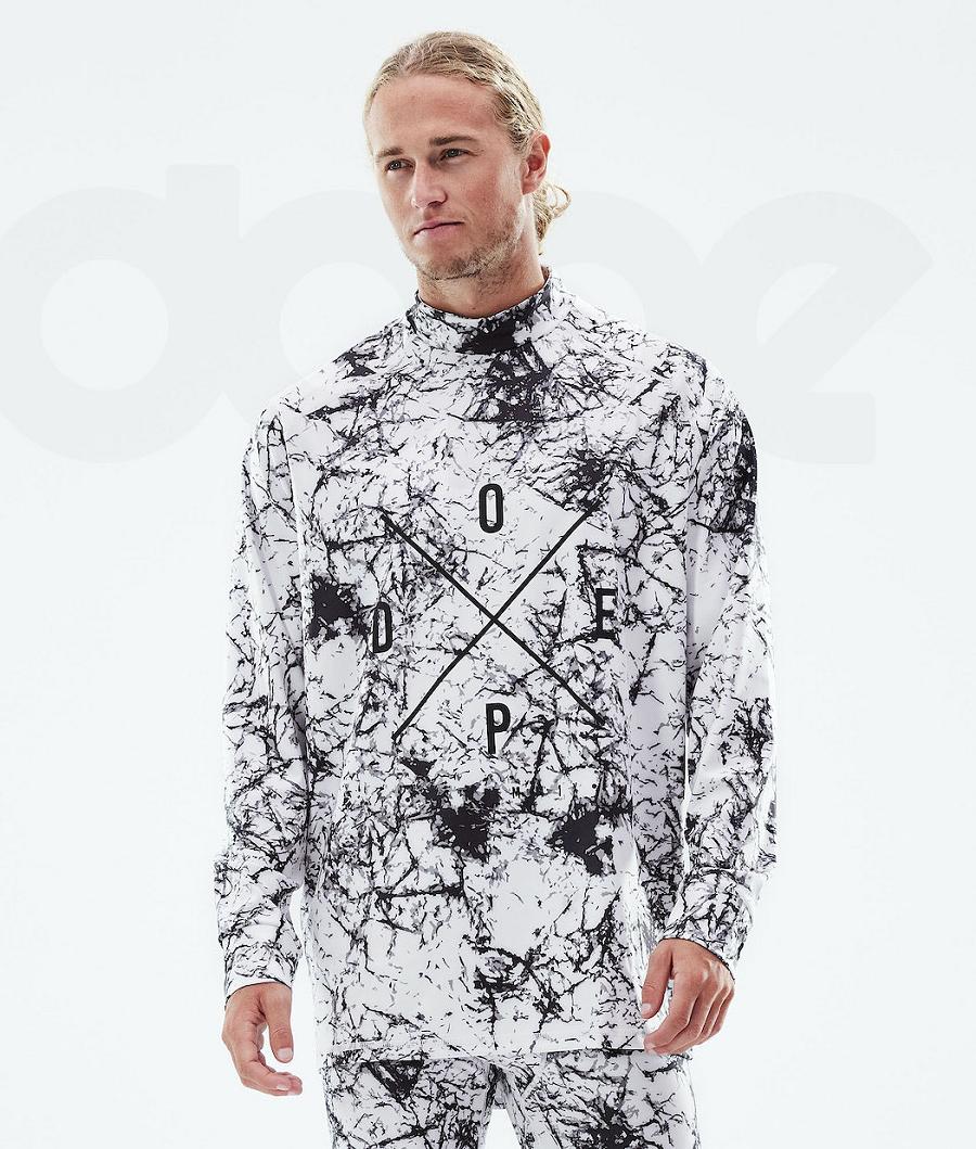 White / Black Men\'s Dope Snuggle Base Layer Tops | NZ_D2123