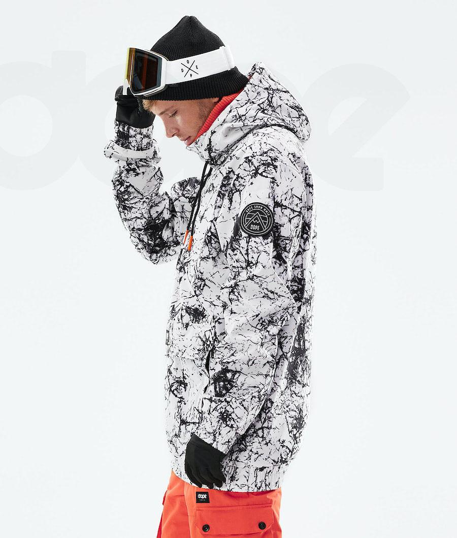 White / Black Men's Dope Wylie Ski Jackets | NZ_D1285