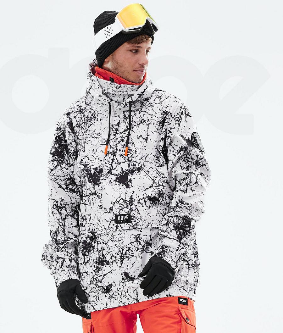 White / Black Men\'s Dope Wylie Ski Jackets | NZ_D1285