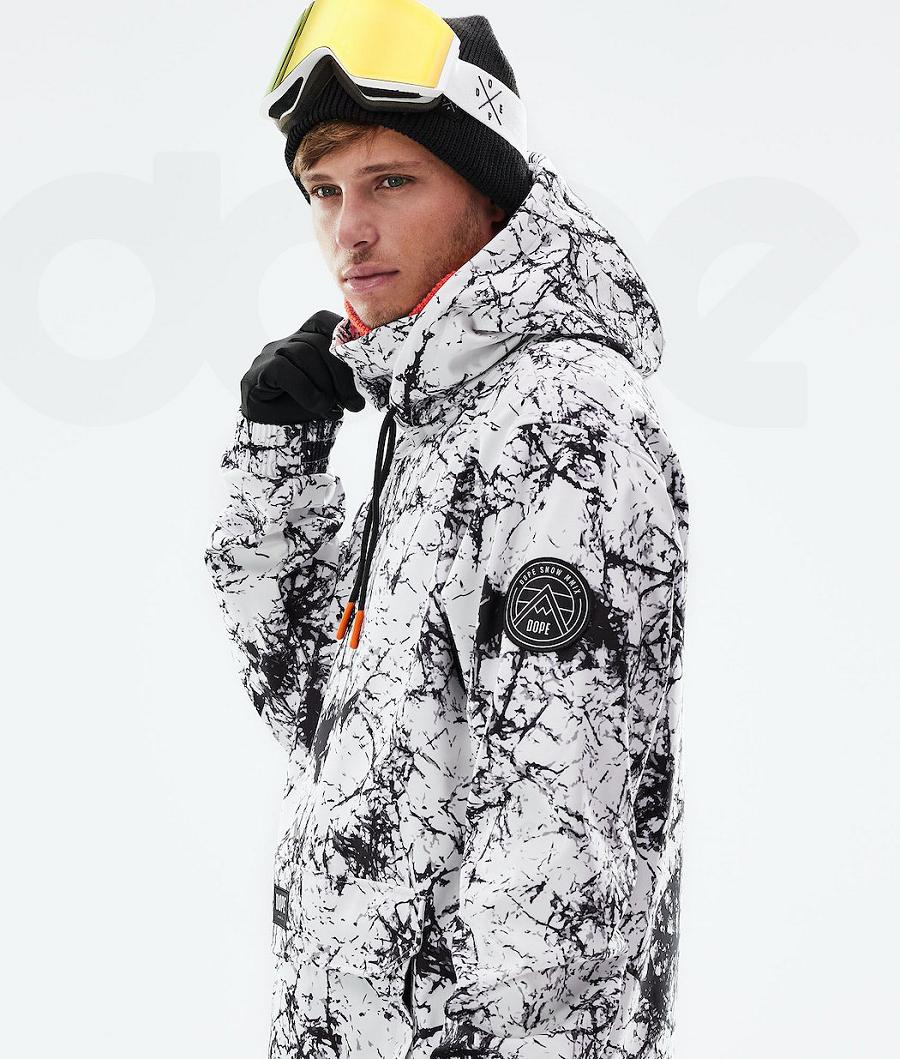 White / Black Men's Dope Wylie Snowboard Jackets | NZ_D1272