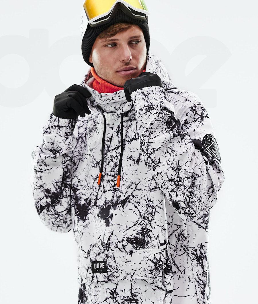 White / Black Men's Dope Wylie Snowboard Jackets | NZ_D1272