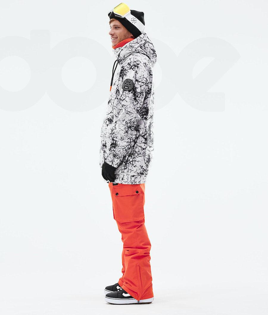 White / Black Men's Dope Wylie Snowboard Jackets | NZ_D1272