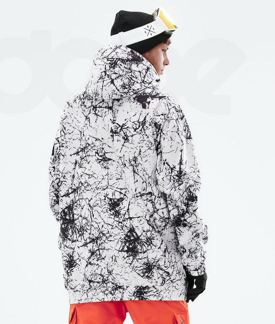 White / Black Men's Dope Wylie Snowboard Jackets | NZ_D1272