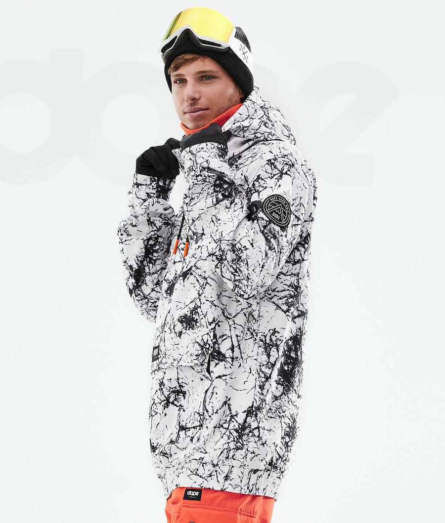 White / Black Men's Dope Wylie Snowboard Jackets | NZ_D1272