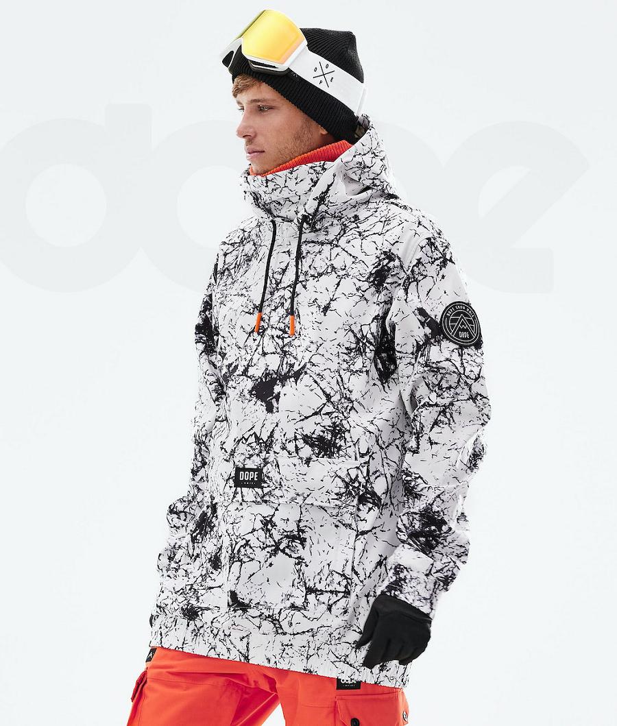 White / Black Men\'s Dope Wylie Snowboard Jackets | NZ_D1272
