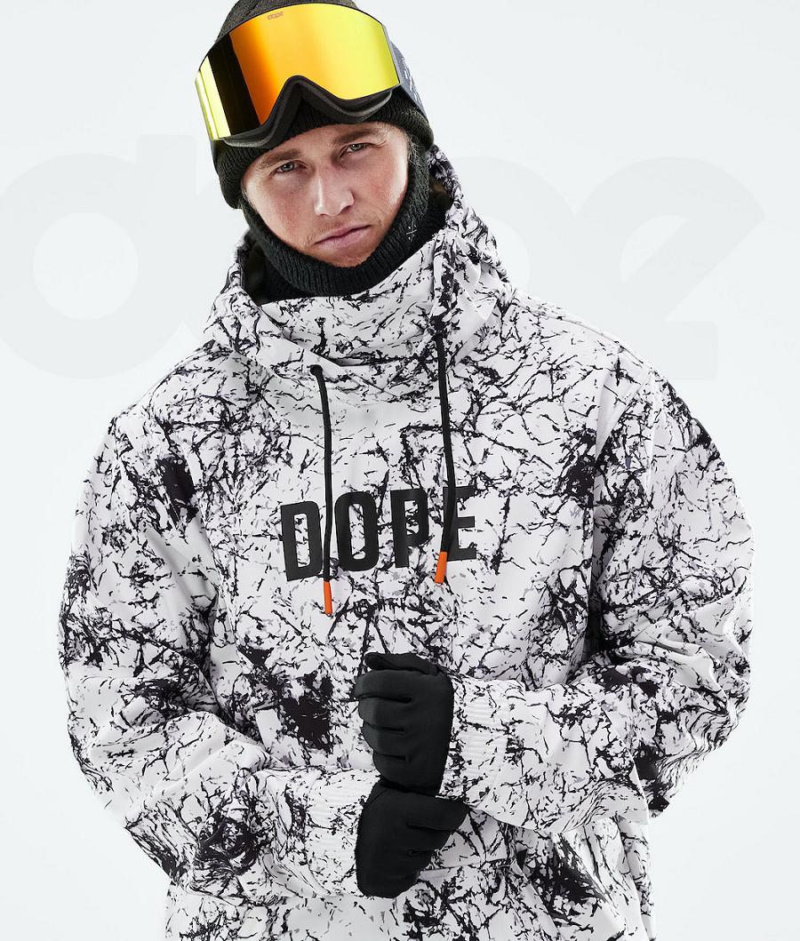 White Black Men's Dope Yeti 2021 Snowboard Jackets | NZ_D2196