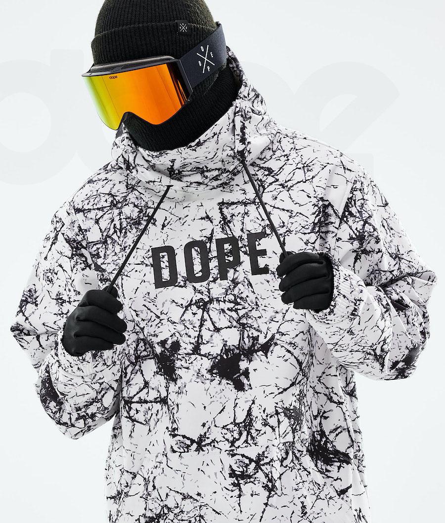 White Black Men's Dope Yeti 2021 Snowboard Jackets | NZ_D2196