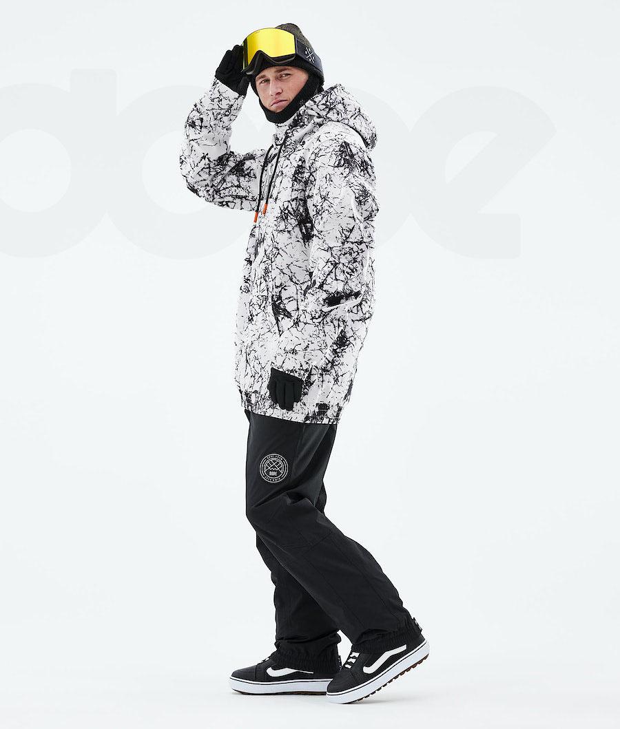 White Black Men's Dope Yeti 2021 Snowboard Jackets | NZ_D2196