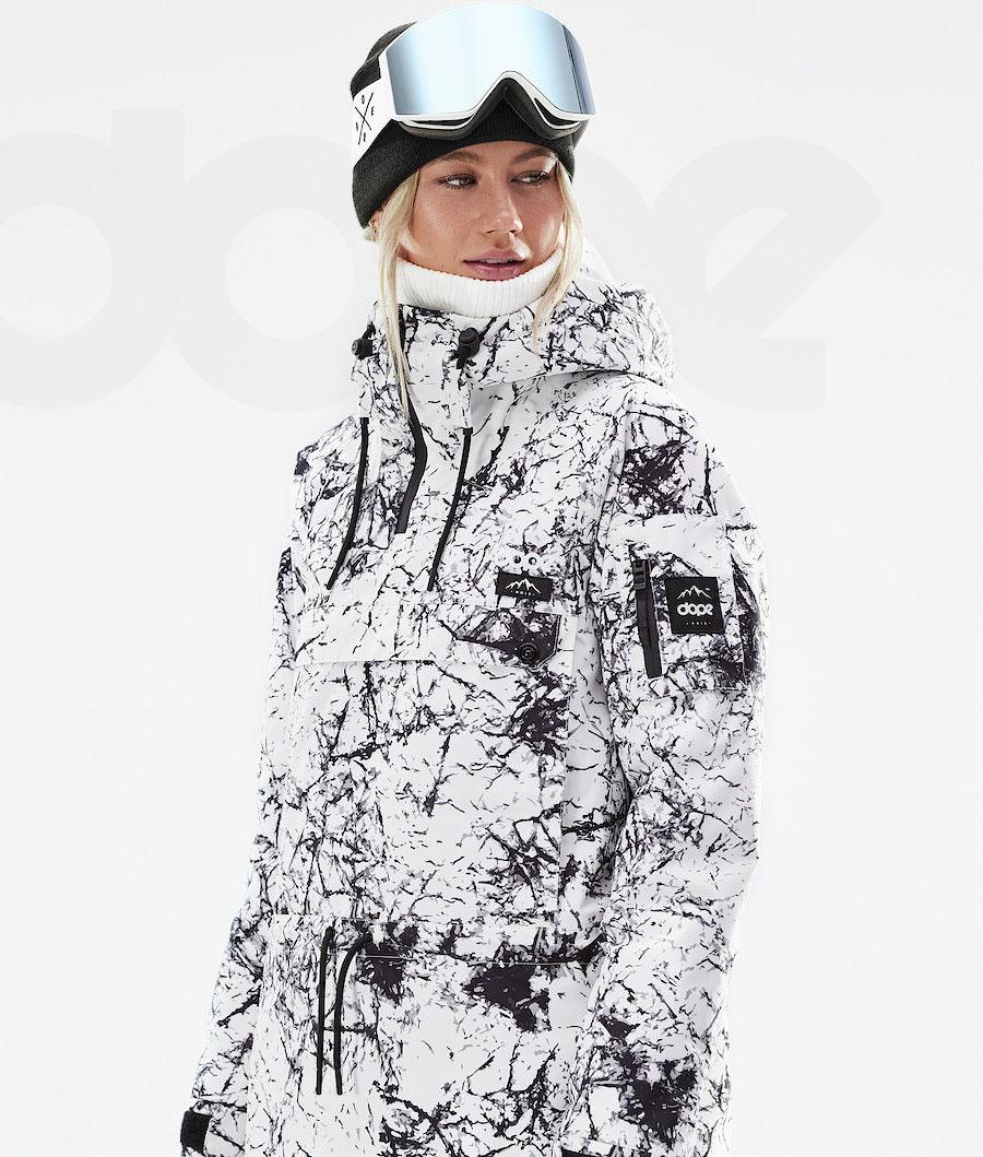 White / Black Women's Dope Annok W 2021 Snowboard Jackets | NZ_D1965