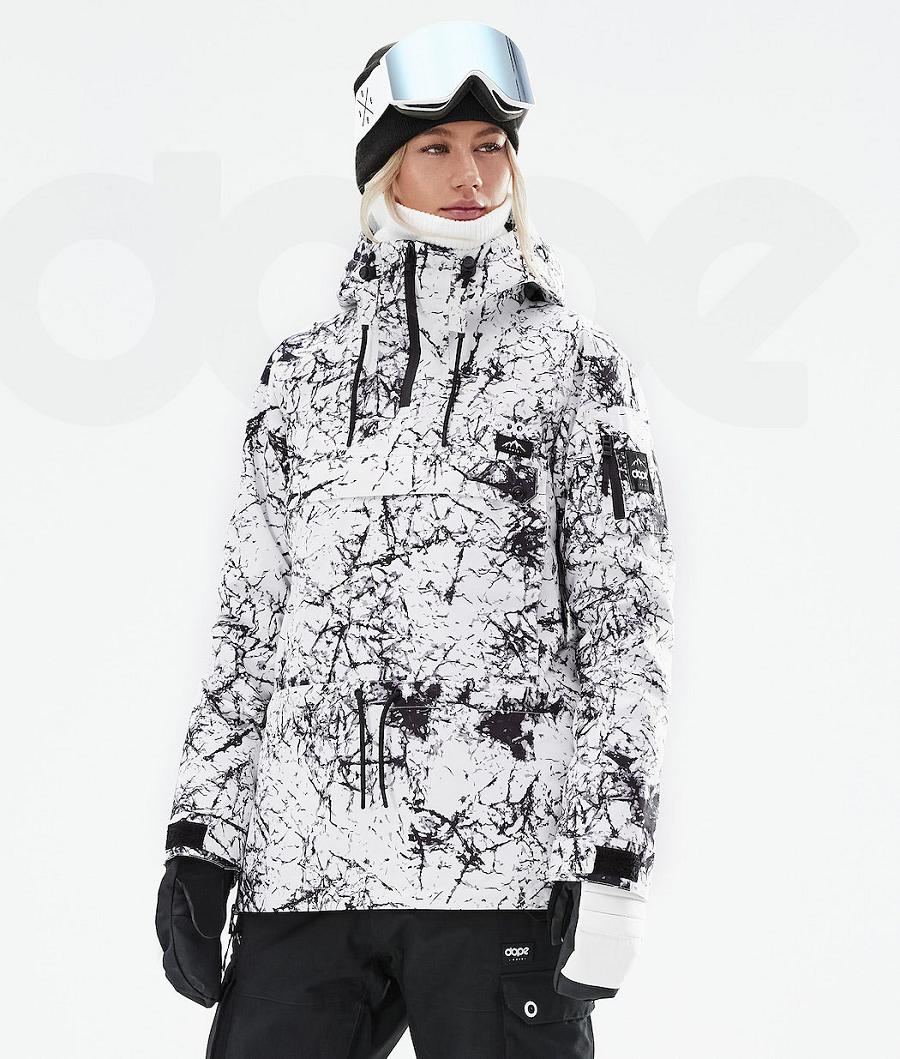 White / Black Women\'s Dope Annok W 2021 Snowboard Jackets | NZ_D1965