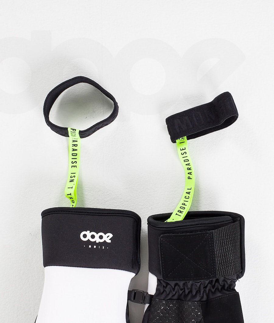 White / Black Women's Dope Signet Snowboard Gloves | NZ_D2350