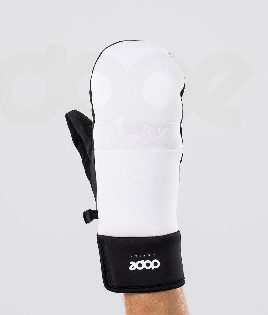 White / Black Women\'s Dope Signet Snowboard Gloves | NZ_D2350