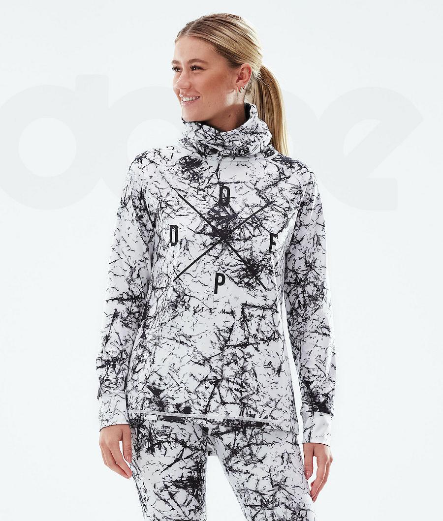 White / Black Women\'s Dope Snuggle W Base Layer Tops | NZ_D1407