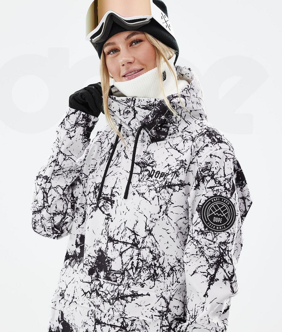 White / Black Women's Dope Wylie W Snowboard Jackets | NZ_D2400