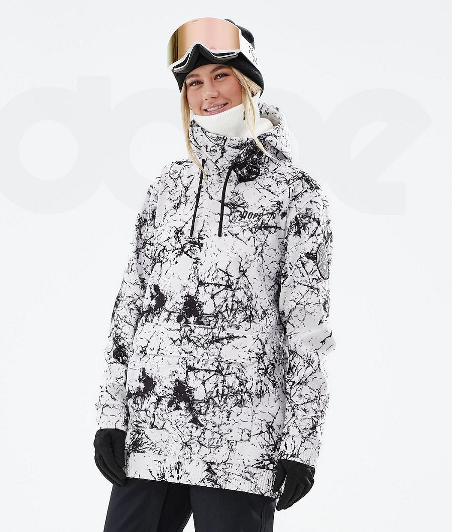 White / Black Women\'s Dope Wylie W Snowboard Jackets | NZ_D2400
